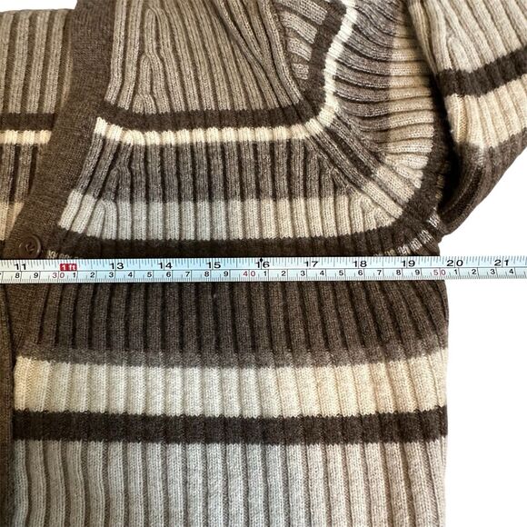 Anne Klein II Ribbed Longline Cardigan 100% Wool M Brown Business Casual Office - Picture 8 of 13